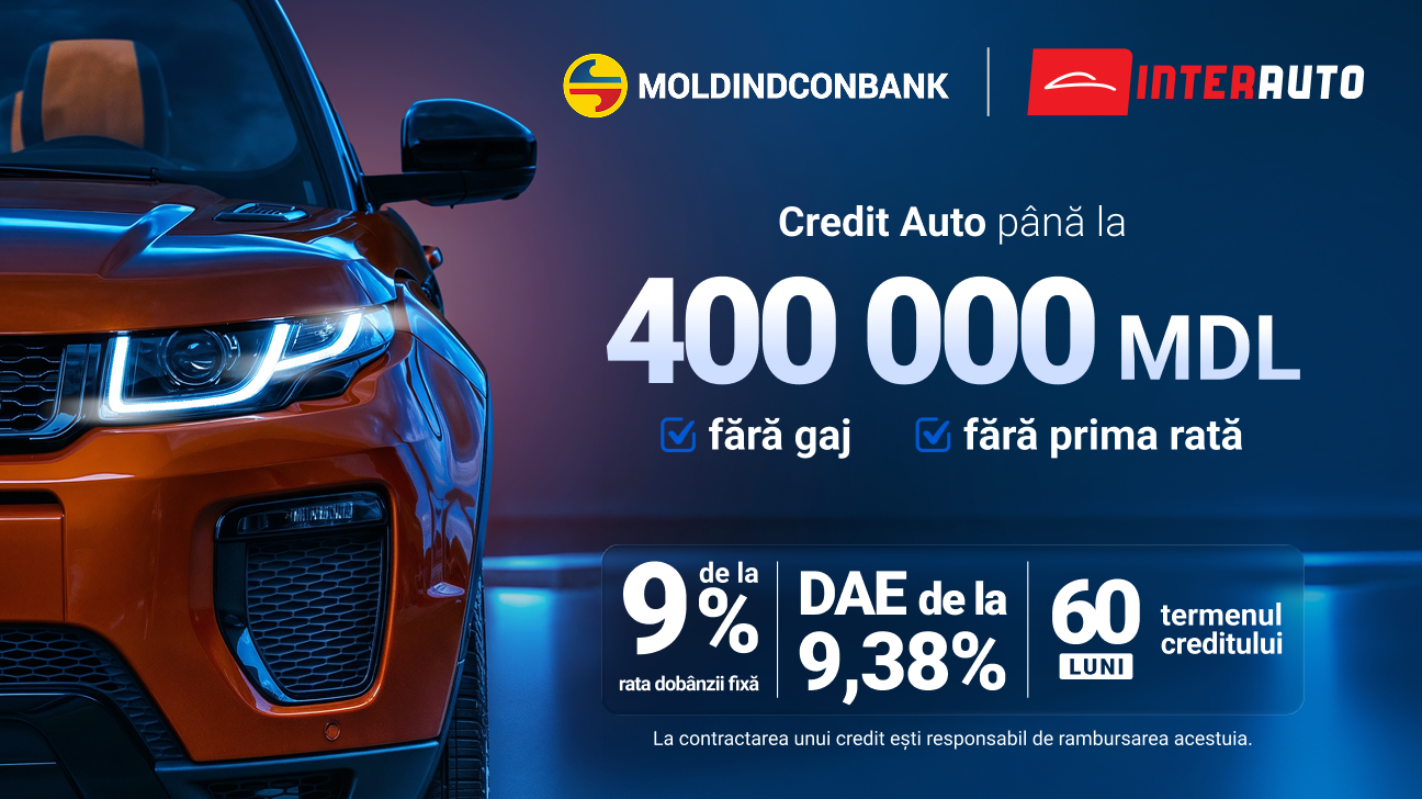 Credit auto 0 lei prima rată la InterAuto – Finanțare avantajoasă prin Moldindconbank